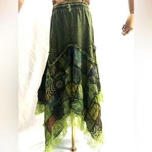 Bohemian Green Patchwork Skirt